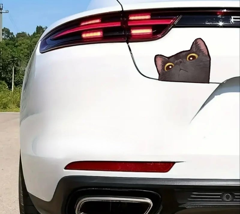 MAKTEM Cute Anime Cat Car Sticker, Peeking Animal Decals for Bumper Rear Window Mirror, Kawaii Cat Vinyl Decal for Vehicle, Vehicle Graphic Automotive Decals Cute Anime (Black Cat) - Image 2